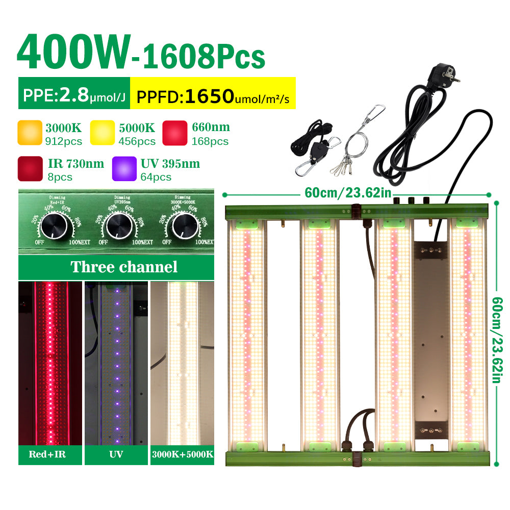 GRAXIDEA LED 400W Full Spectrum LED Grow Light SMD3030 For Indoor Greenhouse Plants High Brightness