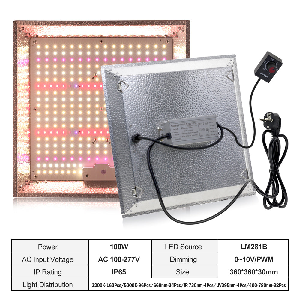GRAXIDEA grow light 100W Full Spectrum LED Grow Light LM281B High Brightness For Greenhouse Plants Seeding Veg Flowers
