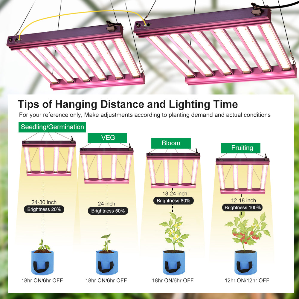 Tips of Hanging Distance and Lighting Time for grow light