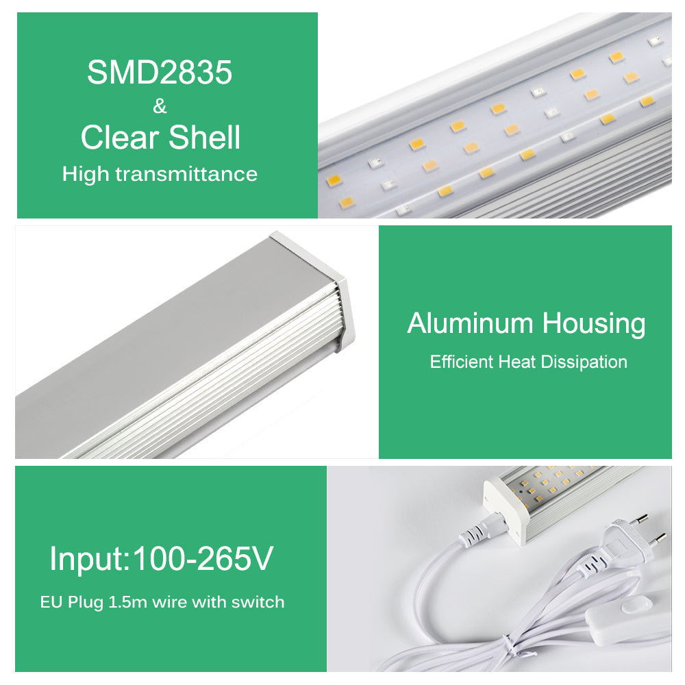 GRAXIDEA LED Grow Light Bar Full Spectrum AC100-265V SMD2835  Aluminum Housing