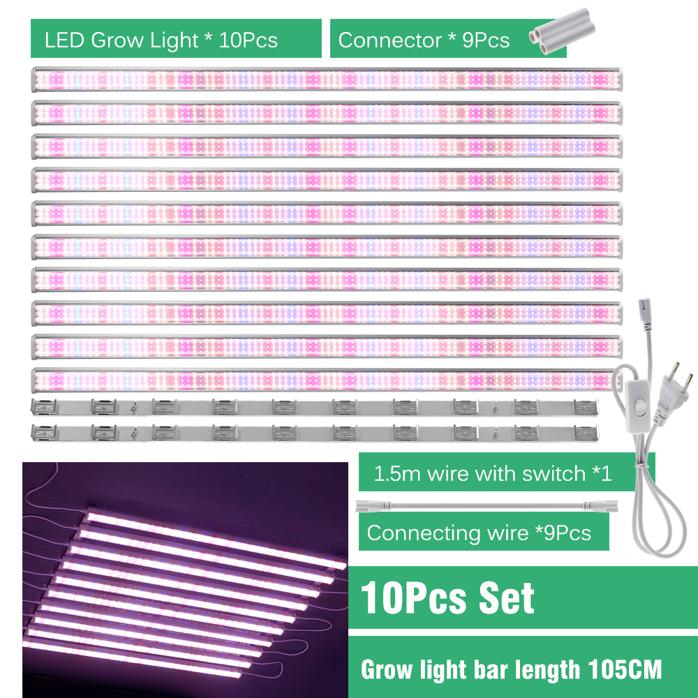 GRAXIDEA LED Grow Light Bar Full Spectrum AC100-265V SMD2835 For Plants Fruit Trees  10Pcs Set